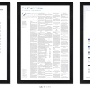 Americas Founding Documents: The Declaration of Independence the Constitution the Bill of Rights pack of 3 unframed prints 24 by 36 inches