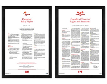 The Canadian Charter of Rights and Freedoms and the Canadian Bill of Rights: A set of 2 unframed prints