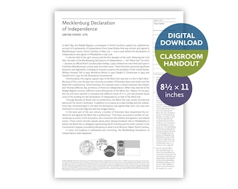 Mecklenburg Declaration of Independence (United States | 1775) — Digital download — Classroom handout
