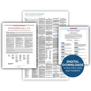 America’s Founding Documents — Declaration of Independence + Constitution + Bill of Rights: Digital downloads in multiple sizes and formats
