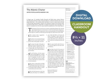 Atlantic Charter (United States & United Kingdom | 1941) — Digital download — Classroom handout — 8.5 by 11 printable for teachers