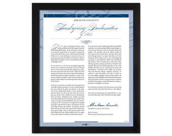 Abraham Lincoln’s Thanksgiving Proclamation of 1863: A print in multiple sizes