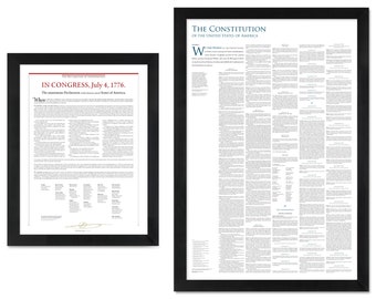 The Declaration of Independence and the Constitution of the United States: A set of 2 unframed prints