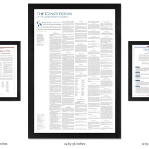 Americas Founding Documents: The Declaration of Independence the Constitution the Bill of Rights pack of 3 unframed prints 12 by 16 inches