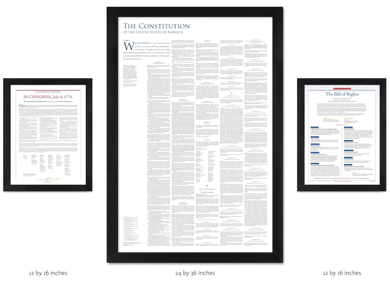 Americas Founding Documents: The Declaration of Independence the Constitution the Bill of Rights pack of 3 unframed prints 12 by 16 inches