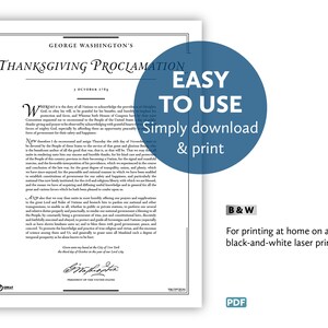 George Washingtons Thanksgiving Proclamation of 1789: An 8.5 by 11-inch digital download for at-home printing image 3