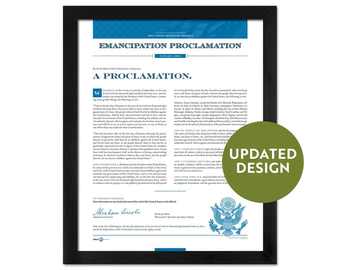 The Emancipation Proclamation: An unframed modern print in multiple sizes