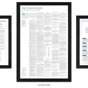 Americas Founding Documents: The Declaration of Independence the Constitution the Bill of Rights pack of 3 unframed prints 18 by 24 inches