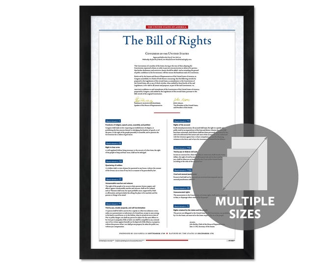 The United States Bill of Rights: A print in multiple sizes