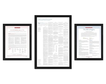 America’s Founding Documents — The Declaration of Independence, the Constitution, and the Bill of Rights: A set of 3 unframed prints