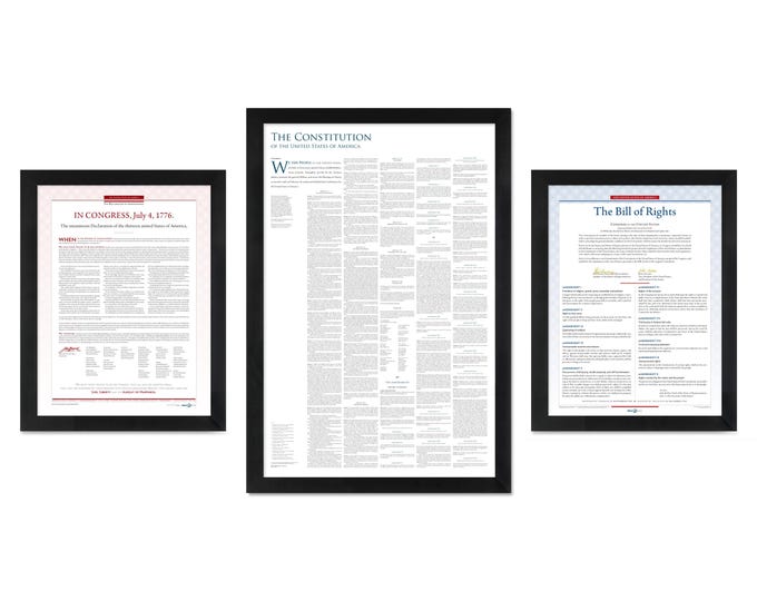 America’s Founding Documents — The Declaration of Independence, the Constitution, and the Bill of Rights: A set of 3 unframed prints