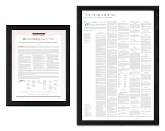 The Declaration of Independence and the Constitution of the United States: A set of 2 unframed prints