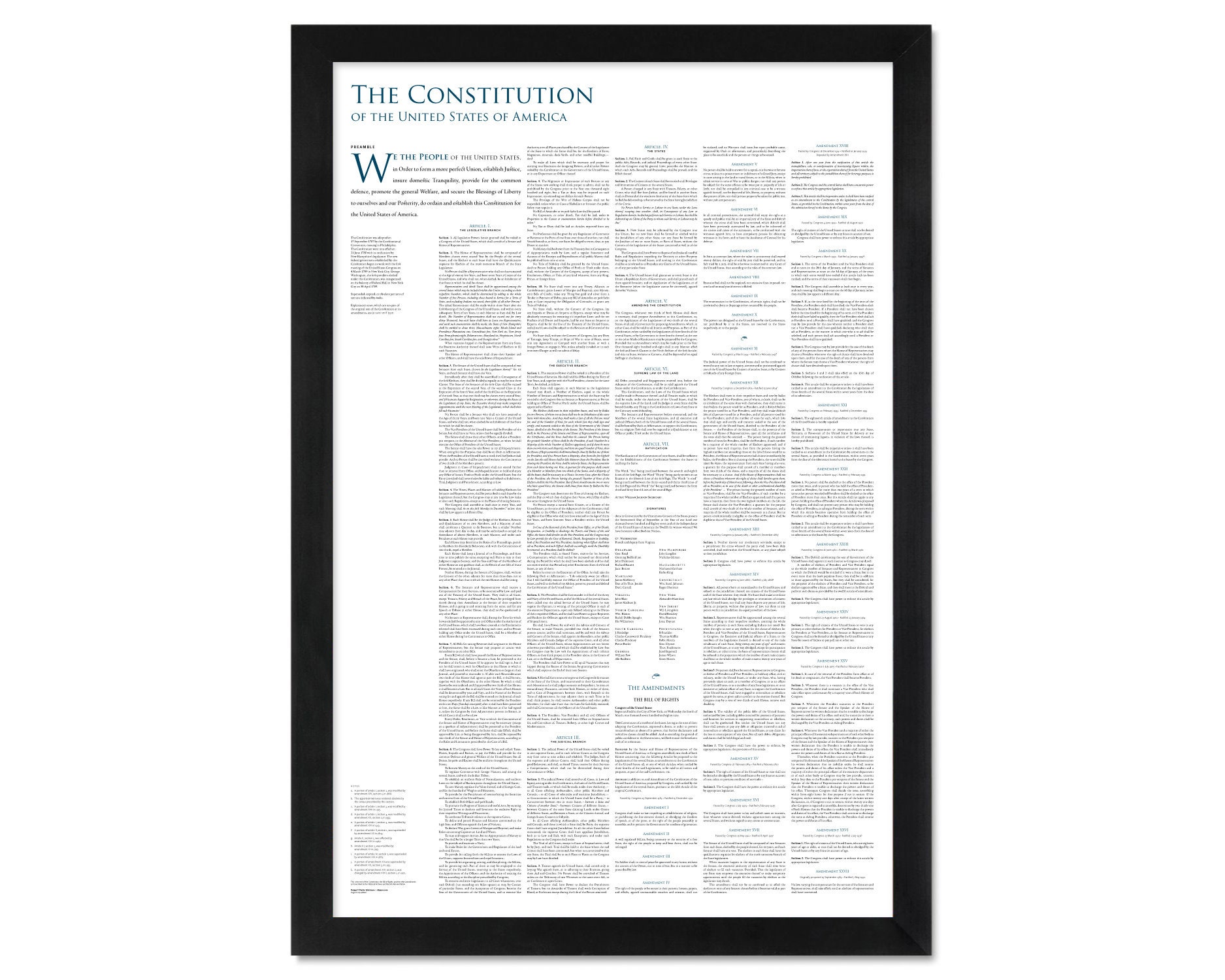 Amendments to the U.S. Constitution Historical Document Replica