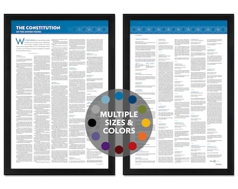 The Constitution of the United States: The complete text — Two prints in multiple sizes and colors