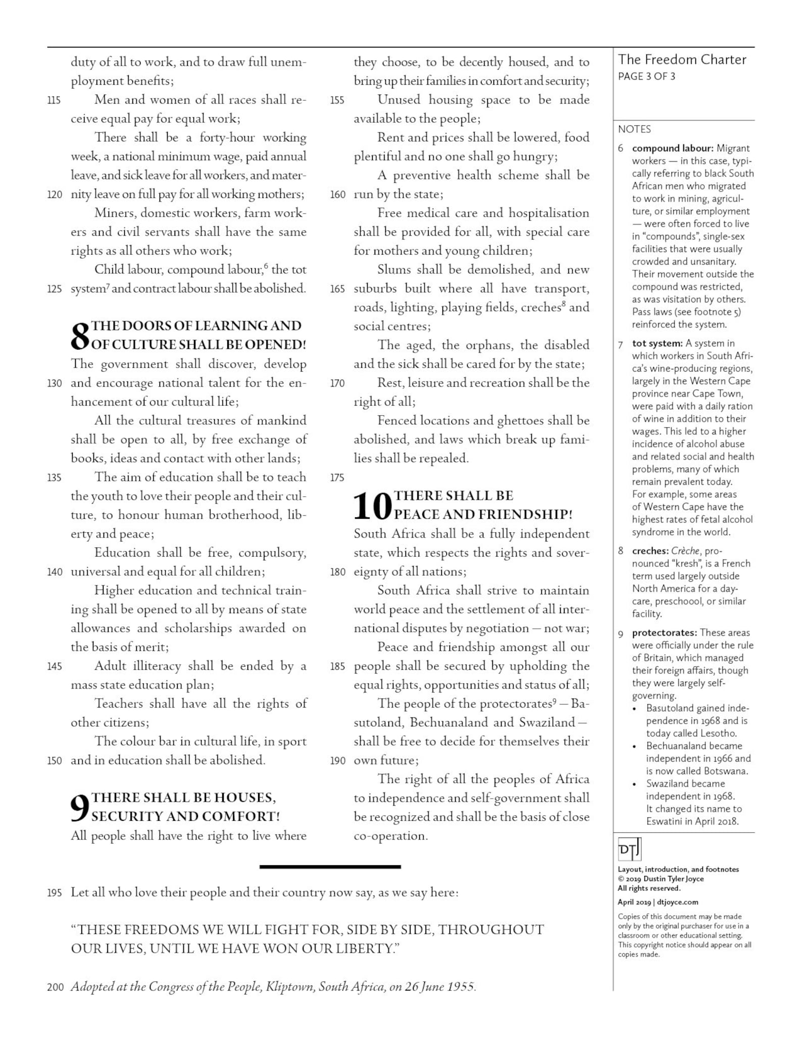 Freedom charter document picture