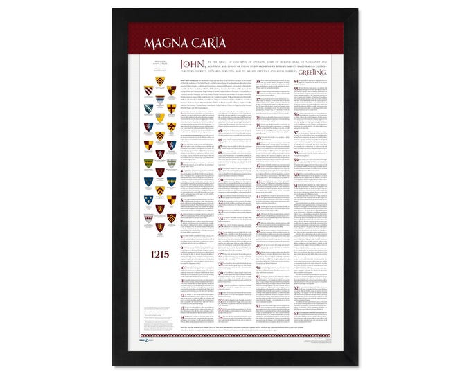Magna Carta, 1215: A print in multiple sizes in English or Latin