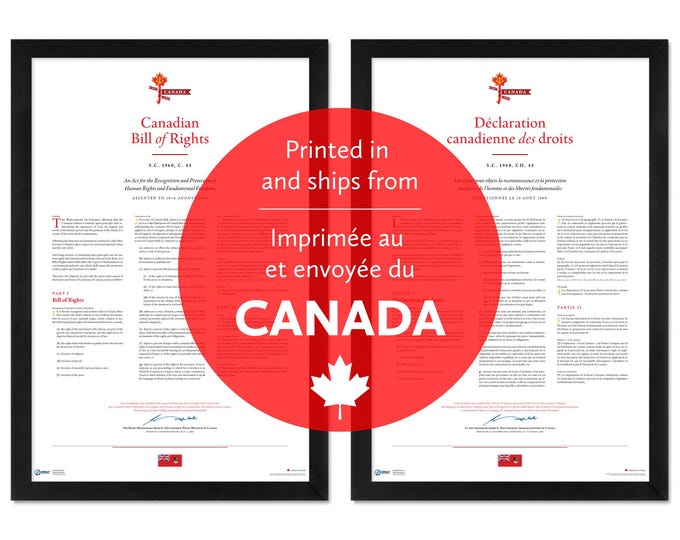 Canadian Bill of Rights: A print in multiple sizes — Printed in and ships from Canada