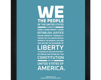 The Preamble to the Constitution of the United States: An unframed print