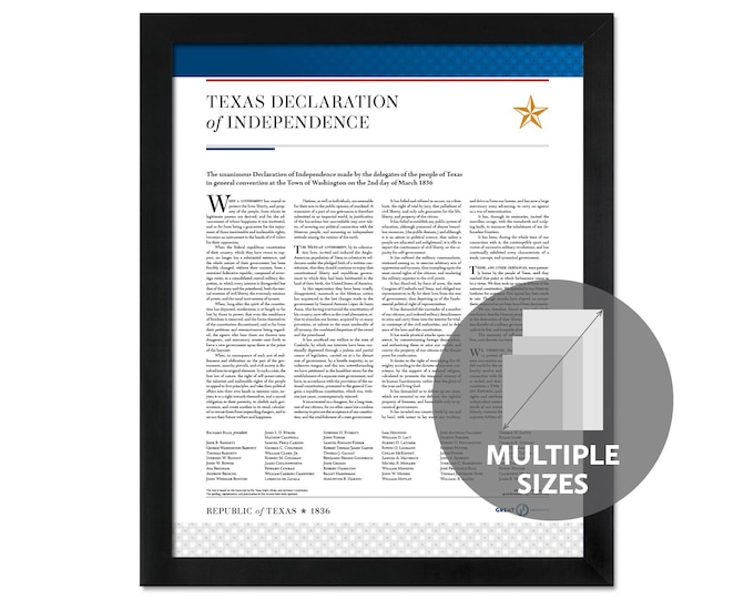 Texas Declaration of Independence: An unframed print in multiple sizes