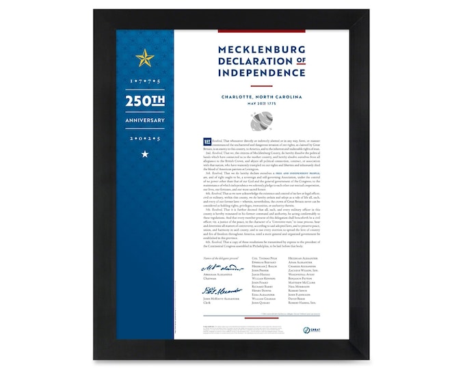 Mecklenburg Declaration of Independence — 250th anniversary edition: A print in multiple sizes