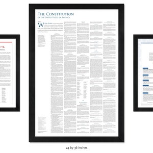 Americas Founding Documents: The Declaration of Independence the Constitution the Bill of Rights pack of 3 unframed prints 16 by 20 inches