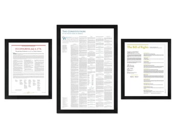 America’s Founding Documents: The Declaration of Independence + the Constitution + the Bill of Rights (pack of 3 unframed prints)