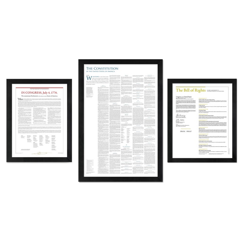 Americas Founding Documents: The Declaration of Independence the Constitution the Bill of Rights pack of 3 unframed prints image 1