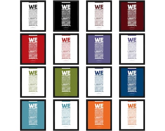 The Preamble to the Constitution of the United States: An unframed print in multiple sizes and colors