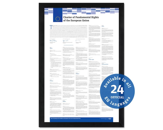 Charter of Fundamental Rights of the European Union: A print in multiple sizes, available in all 24 official EU languages