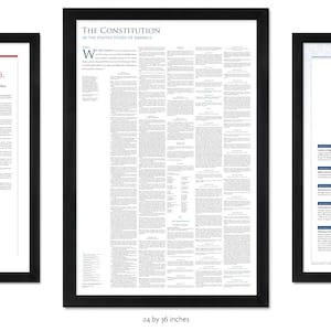 Americas Founding Documents: The Declaration of Independence the Constitution the Bill of Rights pack of 3 unframed prints 20 by 30 inches