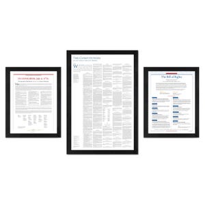 Documenti fondanti dell'America: la Dichiarazione di Indipendenza + la Costituzione + la Carta dei Diritti (confezione da 3 stampe senza cornice)