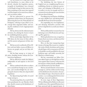 May include: Page 2 of the Declaration of Independence, featuring text detailing grievances against the British monarchy. The document is aged, with visible text and a simple layout. The title is at the top right.