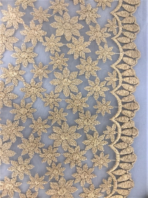 Organza Fabric With Raised Heavy Gold Floral Embroidered | Etsy