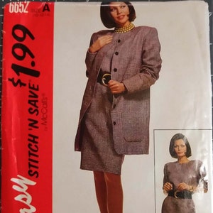 Vestido chaqueta sin forro McCall&#39;s 6652 para señoras, tallas 10, 12 y 14, Easy Stitch &#39;n Save