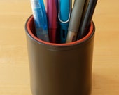 Leather Pen Holder Pot (Black Bridle)