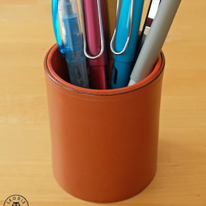 Leather Pen Holder Pot (Chestnut Bridle)