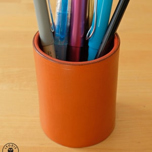 Leather Pen Holder Pot (Chestnut Bridle)