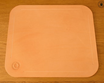 Leather Work Mat or Desk Mat (natural, frame border)