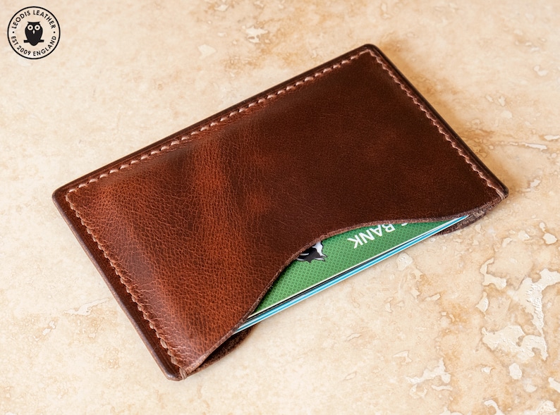 Leather Micro Card Wallet dark Brown Horween CXL - Etsy