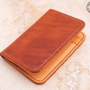 Leather Card Wallet Spanish Brown/Natural Cowhide image 2