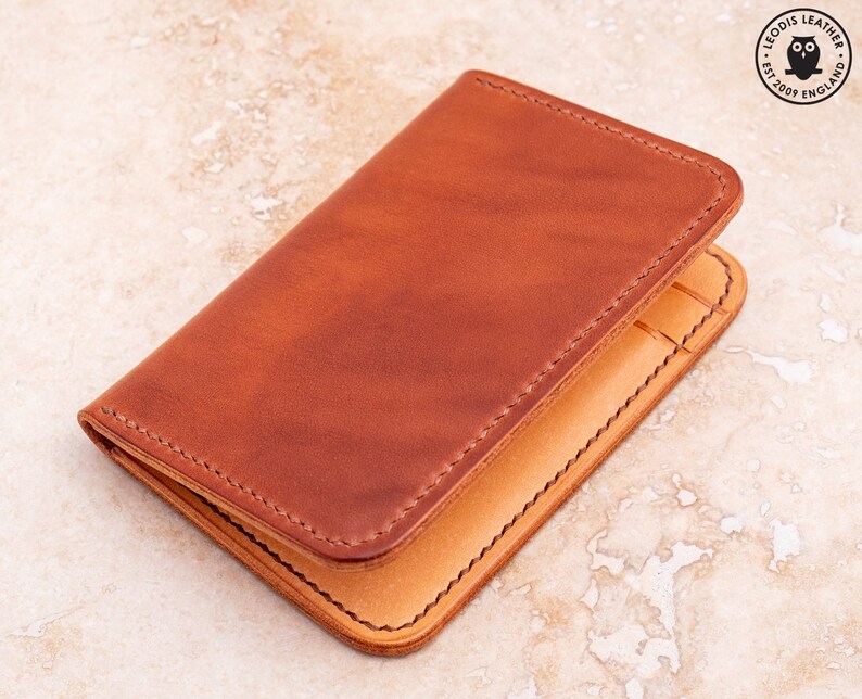 Leather Card Wallet Spanish Brown/Natural Cowhide image 2