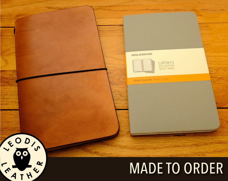 Leather Moleskine Large Cahier Notebook Cover Made to Order image 1