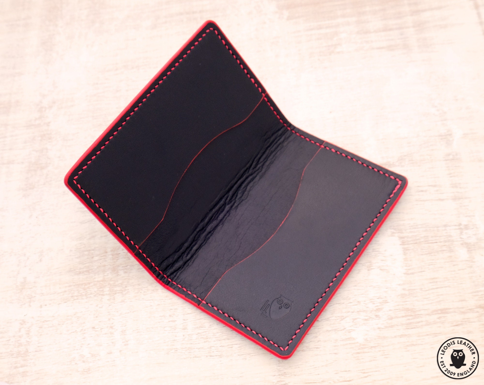 Leather Card Wallet (black Buffalo Calf) - Etsy