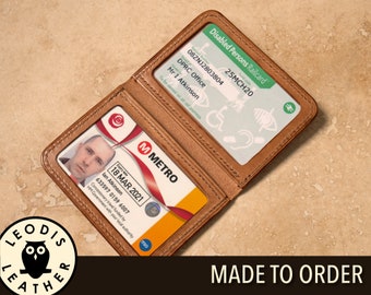 Cartera de cuero para tarjetas de identificación o de viaje