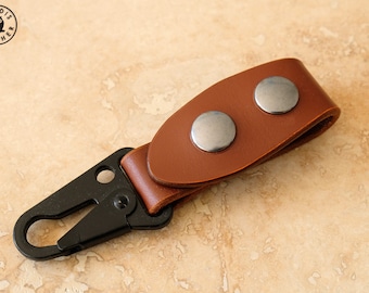 Leather Snap Hook Keyring Hanger (Dark Tan)