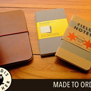 Leather Field Notes or Moleskine Cahier Notebook Cover, Made to Order image 1