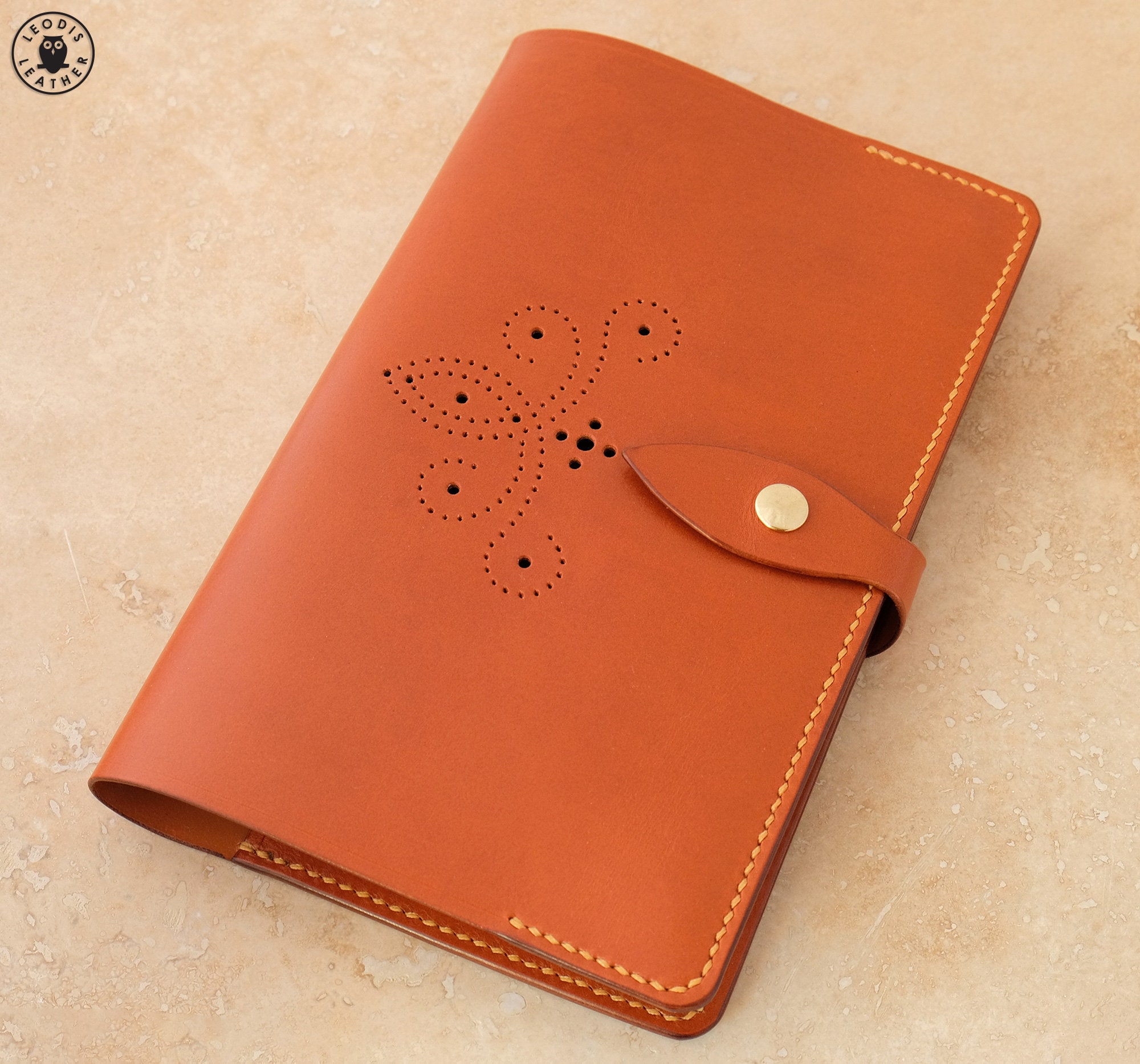 Leather Moleskine Cover mid Tan Brogue Etsy
