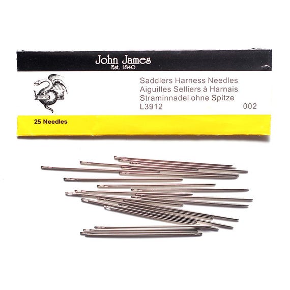 25 Agujas Para Coser Piel John James Saddlers - Juego De Agujas De Arnés Con Punta Roma Para Trabajos En Cuero
