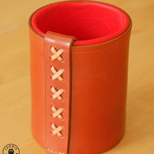 Leather Pen Holder Pot Metallic Copper image 2