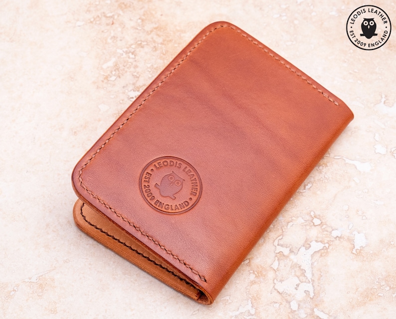 Leather Card Wallet Spanish Brown/Natural Cowhide image 3